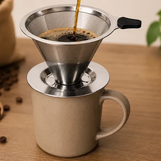 Coador Café 103 Inox Malha Fina Reutilizável Filtro Premium