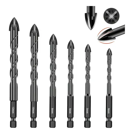 Kit 6 Jogo Broca De Videa Para Furar Porcelanato Metal Vidro