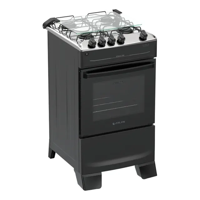 Fogão 4 Bocas Atlas Mônaco Top Preto Bivolt