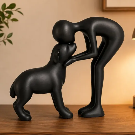 Estátua Cachorro Decoração De Pet Escultura Para Sala 17cm