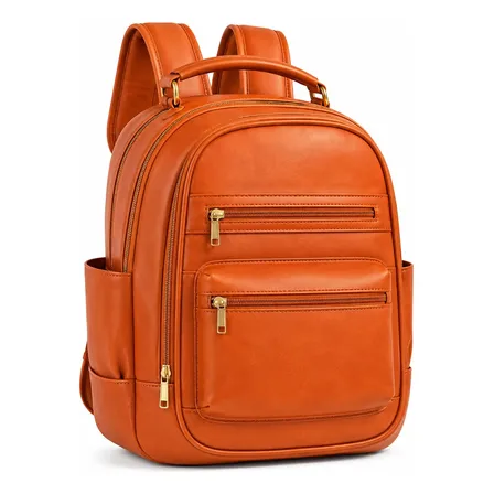 Mochila Bolsa Feminina Grande Couro Trabalho Escola Exclusiv Caramelo 2