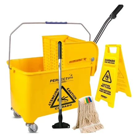 Kit Mop Completo 20l Espremedor + Placa + Esfregão Amarelo