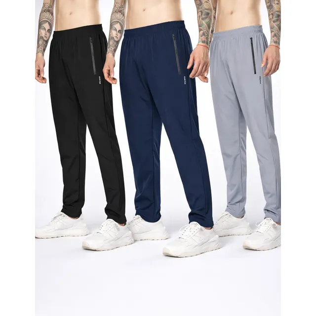 Kit 3 Calças Masculina Tactel Bolsos Com Zíper Leve Premium