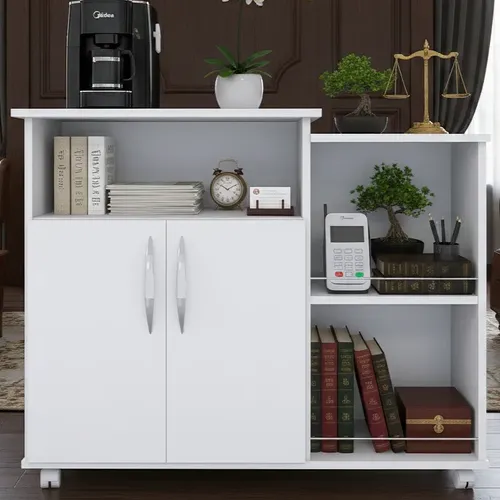 Armário Fruteira Com Rodinhas E 2 Portas Branco