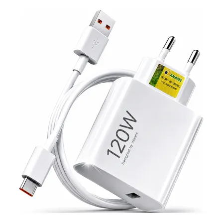 Carregador Turbo 120w Usb-c Para Xiaomi Redmi Poco X7 Branco