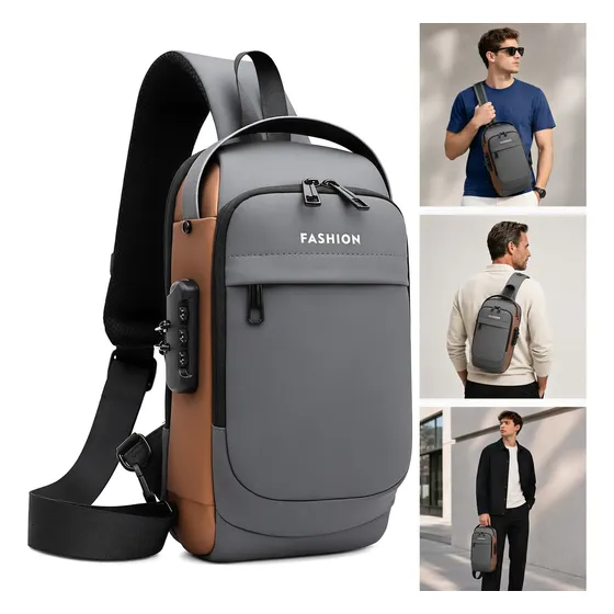 Bolsa Shoulder Tiracolo Antifurto Usb Impermeável Masculina