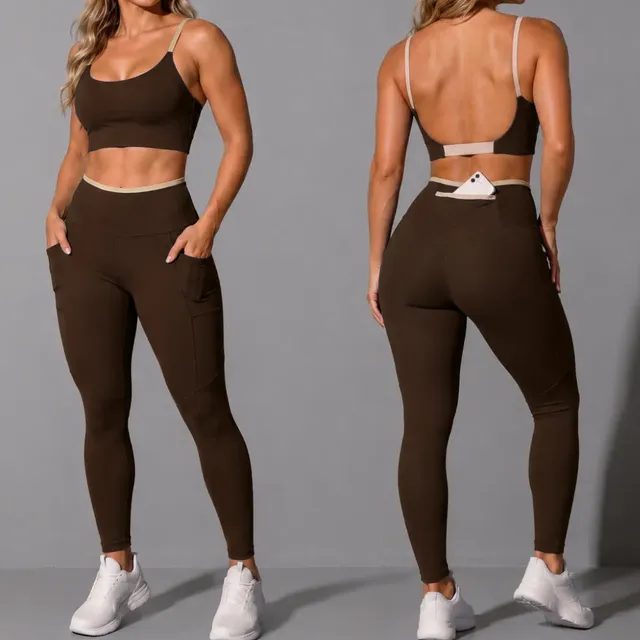 Conjunto Academia Top Calça Legging Fitness Roupa Kit Bolso