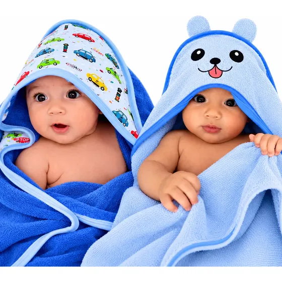 Kit 2 Toalhas De Banho Bebê Com Capuz E Orelhinha Infantil