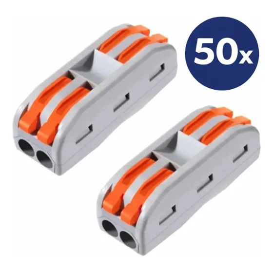 Kit 50 Conectores De Fio Emenda Rápida Click 2 Vias Orgoten