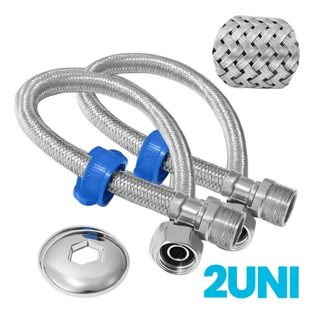 Engate Flexível Inox 40cm Alta Pressão 1/2 Entrada Rosca 2 Unidades Prateado Flexível