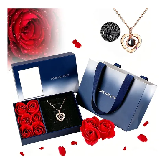 Presente Rosa Eterna Colar De Coração Namoradas Mãe Esposa