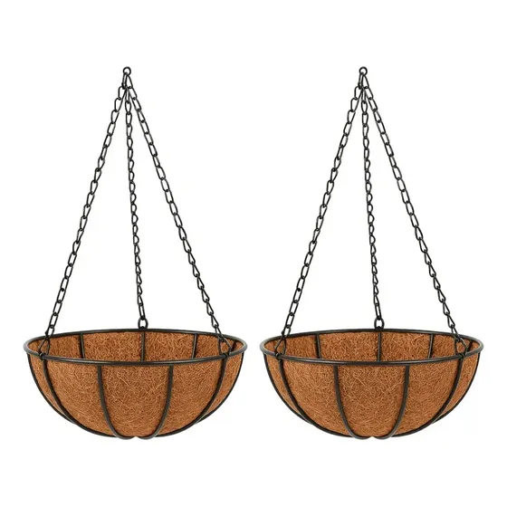 Kit 2 Vaso Fibra De Coco Suspenso Corrente Para Plantas 25cm
