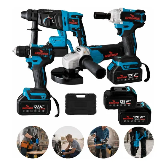 Kit Ferramentas 128v Elétricas 4x1 Shadowhawk Profissional