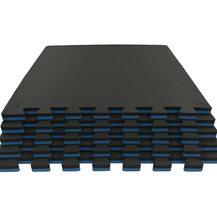 Kit 4 Tatame Eva 100x100cm 3cm Piso Bicolor Alta Densidade Preto/azul Bicolor