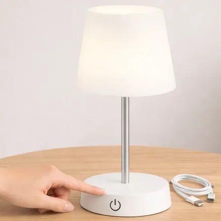 Luminária Abajur Portátil Led Recarregável Ajustável Touch Branco 127/220v
