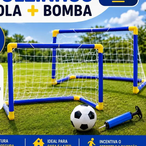 Kit 2 Golzinho Travinhas Futebol Infantil Com Bola E Bomba