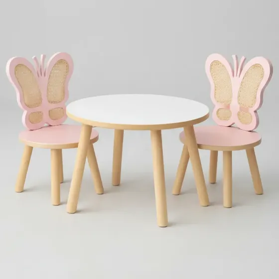 Mesa Com 2 Cadeiras Modelo Borboleta Com Palha Indiana
