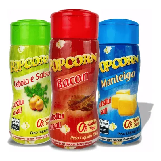 Temperos Para Pipoca Flavored Popcorn 3 Sabores 100g