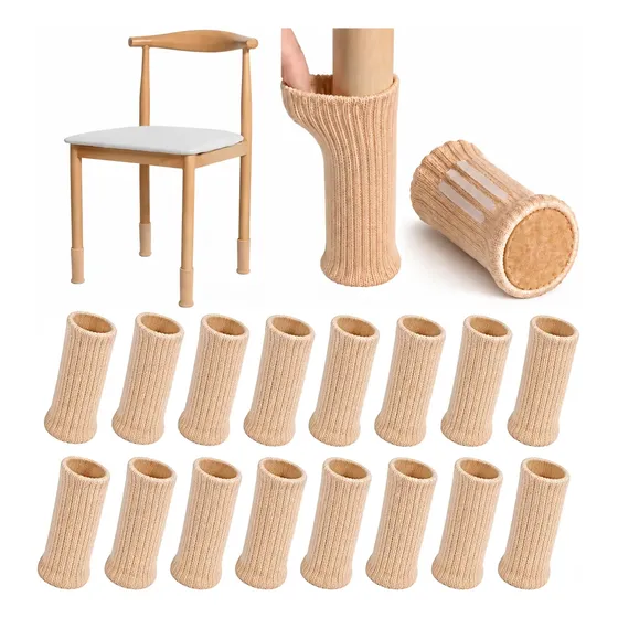 Kit 16 Meia Protetor Pé Cadeira Mesa Tricô Feltro Móveis