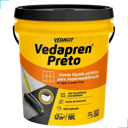 Vedapren Preto Manta Liquida A Base De Asfalto 18l Vedacit Preto Fosco