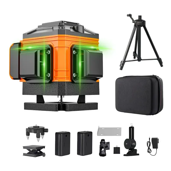 Nível Laser Verde 12 Linhas 360° Autonivelante Tripé