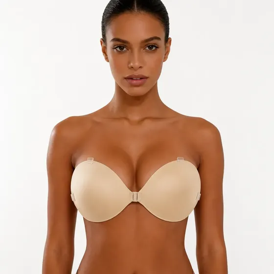 Miss Queen Sutiã Adesivo Push Up 3cm Natural Alça Removível