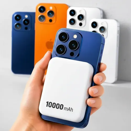 Carregador Por Indução 10000mah Magnético Para iPhone Branco