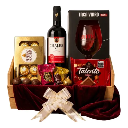Cesta Presente Dia Das Mães Com Vinho E Chocolates