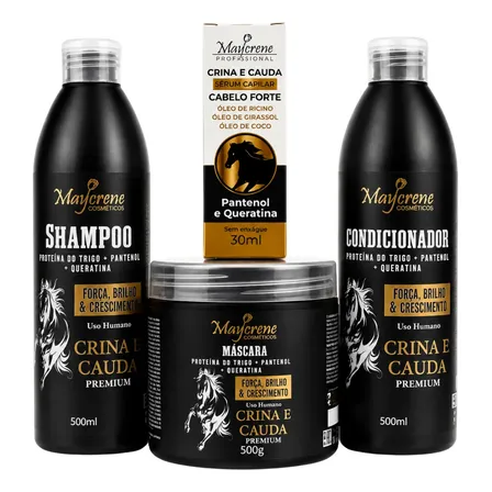 Kit Shampoo, Cond, Máscara E Sérum Linha Cavalo Premium
