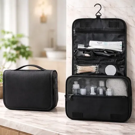 Necessaire De Viagem Gancho Feminina Masculina Organizador Preto