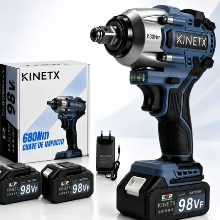 Chave De Impacto Parafusadeira 680nm Brushless 98v 2baterias