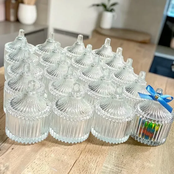 Kit 10 Mini Bomboniere Potiche De Vidro 9cm Decoração Ljm