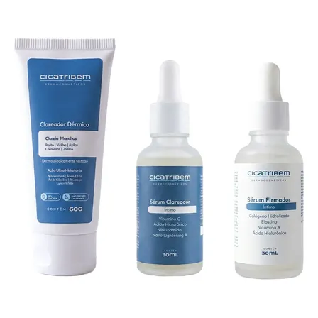 Kit Clareamento 1 Clareador + 1 Sérum Clareador + 1 Firmador