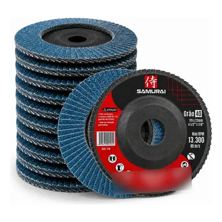 Kit 10 Disco Flap 4.1/2 115mm Zircônio Desbaste Inox