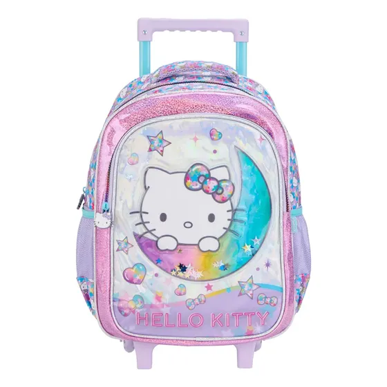 Mochila Com Rodinhas Xeryus Hello Kitty 15390 Com Estrelas Lilás Personagens