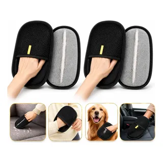 Kit 2 Luva Removedora Pelos Pet Mágica Roupas Móveis Escova Preto