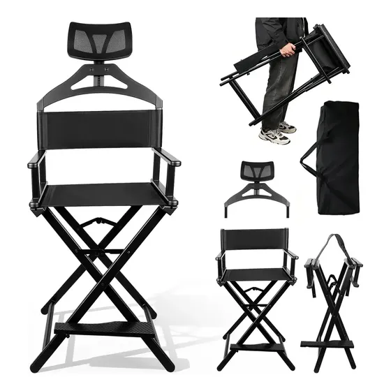 Cadeira Diretor Maquiador Alta Dobravel Escritorio Portatil