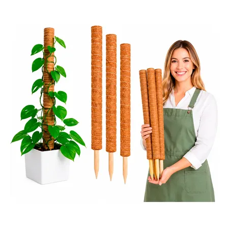 Kit 3 Tutor Estaca Bastão Planta Trepadeira Fibra Coco 60cm