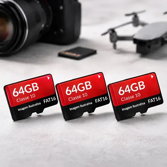 Kit 3 Cartão Memória 64gb P/câmera Ip Wifi E Drones Cameras