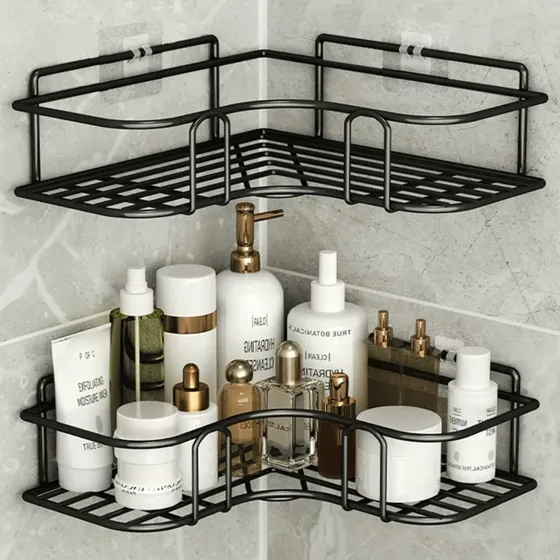 Kit 2 Suporte Porta Shampoo Sabonete De Canto Banheiro Adesi