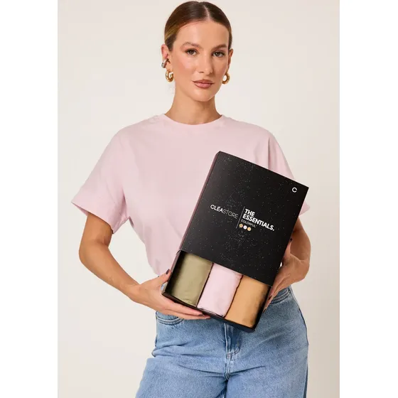 Kit 3 T-shirts Oversized Colorful Algodão Cléa Store