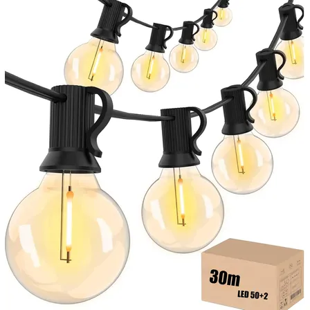 30m Inquebrável Varal Luz Corda G40 40 Lampadas Pátio Pub Branco-quente 110v