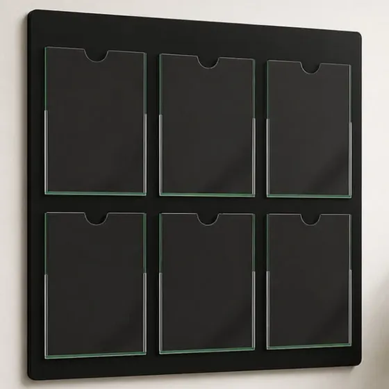 Quadro De Aviso Gestão Mdf C/ 6 Displays P/ A4 Alvarás