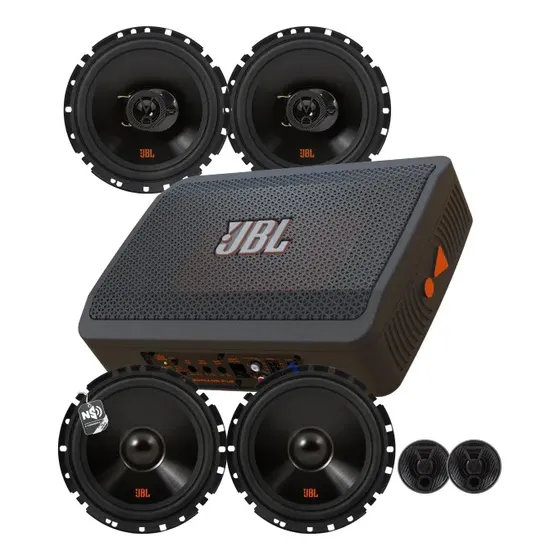 Kit Caixa De Som Jbl Slim Sw68a + 4 Falantes Jbl Flex 4 55w