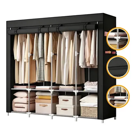 Guarda Roupa Dobrável Organizador Portátil Armário Grande Aleatório Casal Duplo