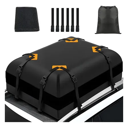 Bagageiro Teto Maleiro Impermeável Dobrável 425l + Esteira Preto