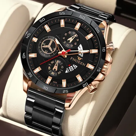 Relógio Masculino Esportivo A Prova D'água Calendário Quartz Preto Gold/black