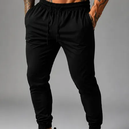 Calça Masculina Tactel Jogger Esportiva Academia Slim Treino Preto Liso G