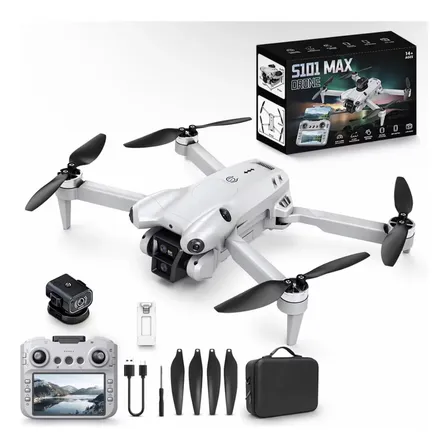 Drone S101 Max, Tela No Controle, Sensor De Obstáculos + Bag Branco