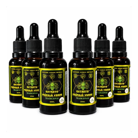 Kit 6 Própolis Verde Extrato 70% Super Tradicional Vidro